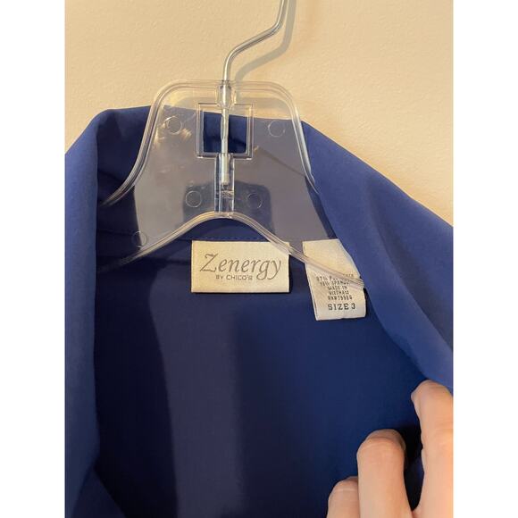 Chico's Synergy Lightweight Workout Jacket Blue Black Size 12-14 (Chico Size 2) - Picture 7 of 8